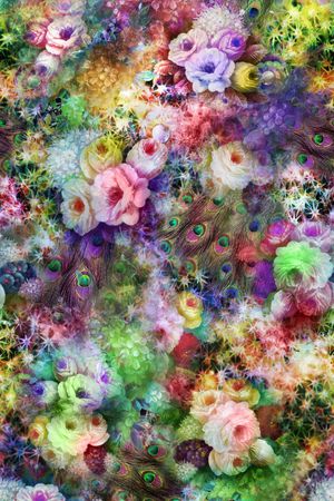 羽毛 星光 花卉 花朵 鲜花 立体 数码 服装印花花型图片