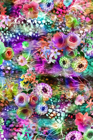数码 服装 花卉 花朵 手绘 太阳花 点点底纹印花花型图片