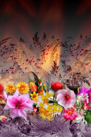 定位花 花朵 花卉 鲜花 水墨画 虚实印花花型图片