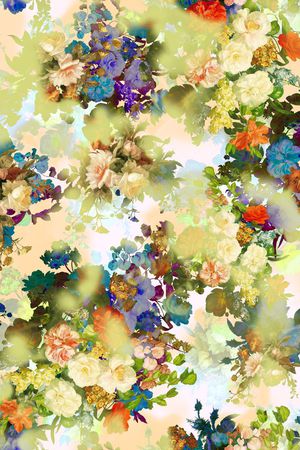多彩 花卉 花朵 组合 服装 清新 绿色 印花花型图片