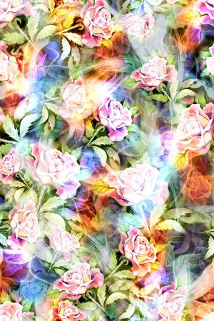 轻盈 光感 花卉 玫瑰 月季 动感印花花型图片