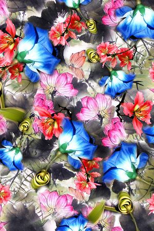 花卉 水墨 写意 国画 照片花卉 混搭印花花型图片