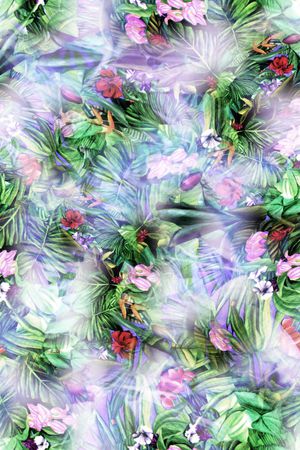 热带风情 花卉 枝叶印花花型图片