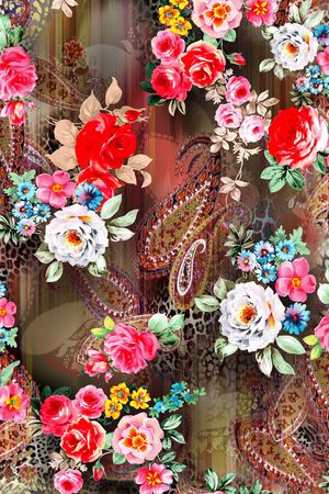 火腿纹 欧式 佩斯利花纹 涡旋纹 腰果花 花卉 印花花型图片