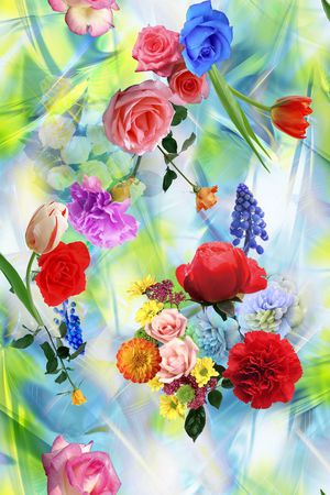 花卉 菊花 玫瑰 迷人花卉印花花型图片