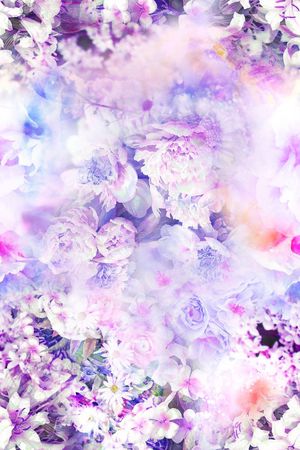朦胧 清新 淡雅 温馨 梦幻 紫色 花卉印花花型图片