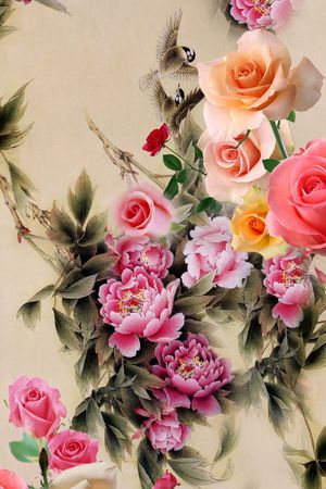 工笔画 牡丹 国画 花卉印花花型图片
