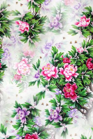 中国风 工笔画 米蛋 老年装 老人印花花型图片