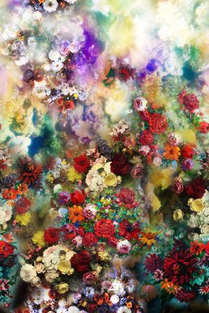 定位 花卉 油画 肌理印花花型图片