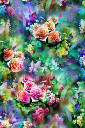 花卉 油彩 肌理印花花型图片