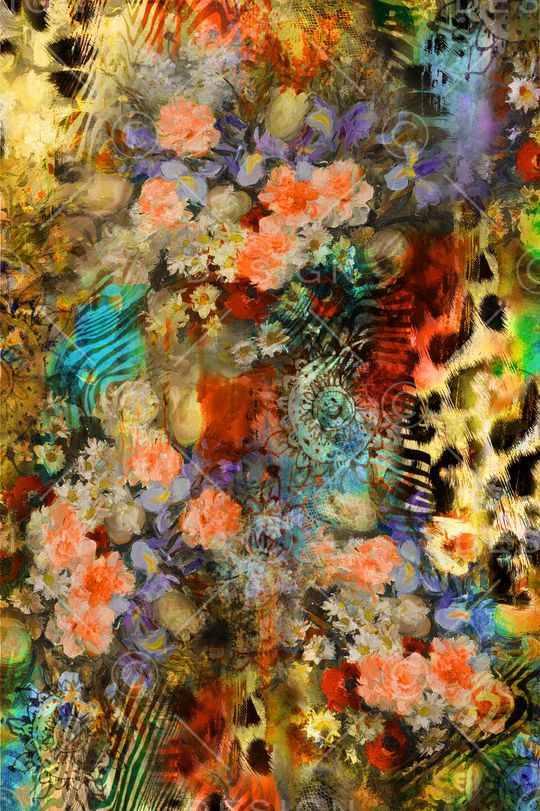 豹纹 花卉 油画 肌理 迷人印花花型图片