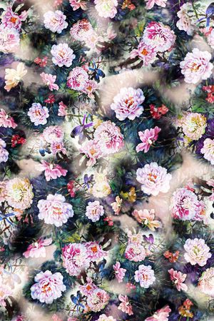 水彩 油画 花卉 牡丹印花花型图片