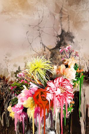 滴状花卉 独幅印花花型图片