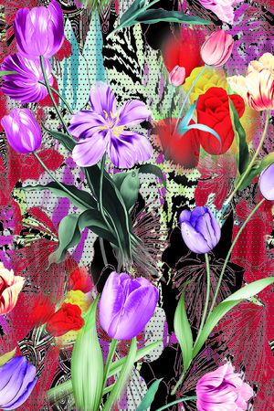 复古 花卉 插画印花花型图片