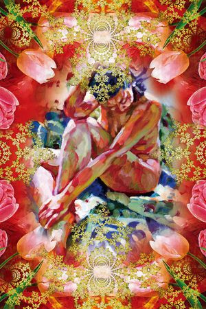 花卉 郁金香 人物 数码印花花型图片