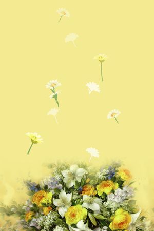 定位 花卉 黄底 蒲公英印花花型图片