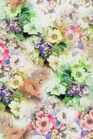 水彩 花卉 清新 淡雅 舒适 家纺 印花花型图片