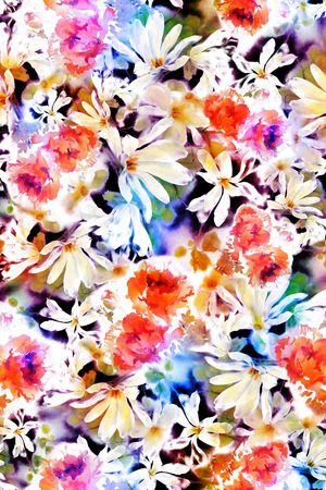 水彩 水墨 花卉 清新 时尚印花花型图片
