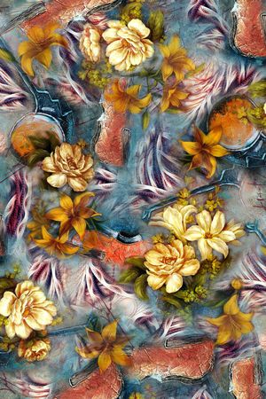 花卉 油画 肌理印花花型图片