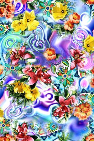 多彩 迷人 花卉 照片 几何印花花型图片