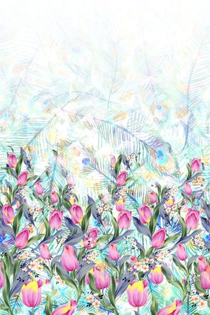 孔雀印花花型图片
