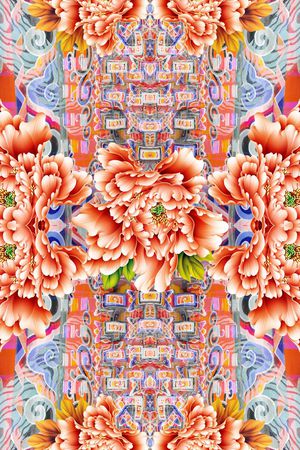 牡丹印花花型图片
