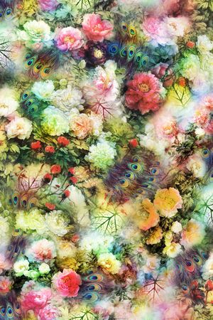 牡丹印花花型图片