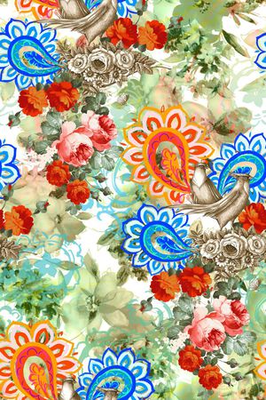 花鸟印花花型图片