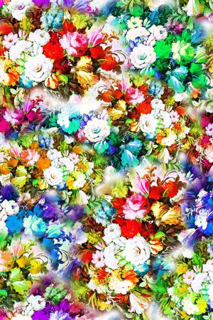手绘油画印花花型图片