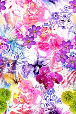 手绘水彩印花花型图片