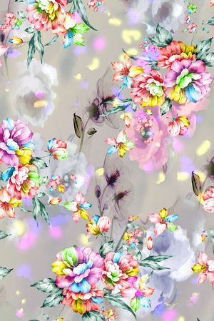 手绘水彩印花花型图片