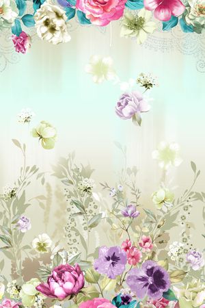 手绘水彩印花花型图片