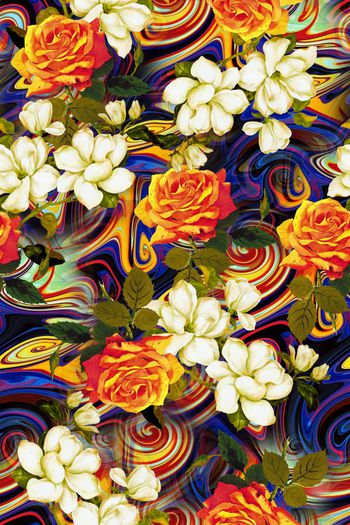 293046-油画风格抽象漩涡底纹手绘花卉