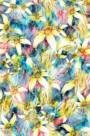 手绘水彩花卉印花花型图片