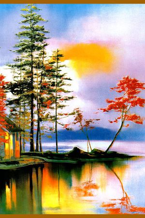 油画风景印花花型图片