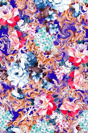 油画风格印花花型图片