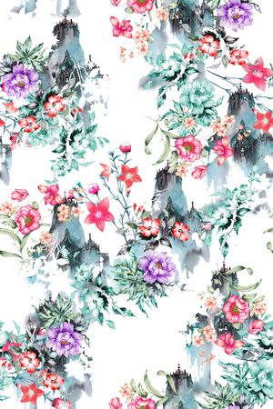 花卉组合印花花型图片