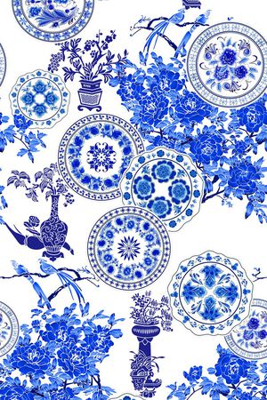 青花瓷印花花型图片