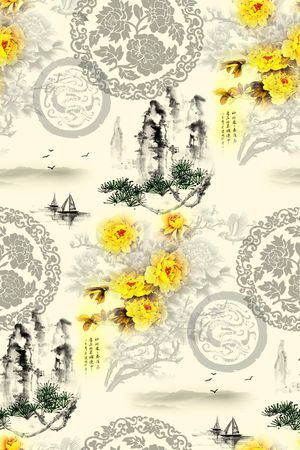 中国风印花花型图片