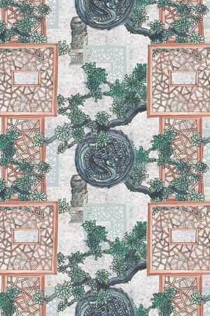 东方建筑印花花型图片