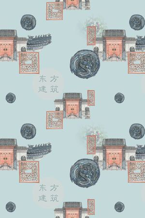 东方建筑印花花型图片