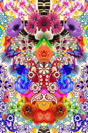 花朵 几何 宝石 对称 图案印花花型图片