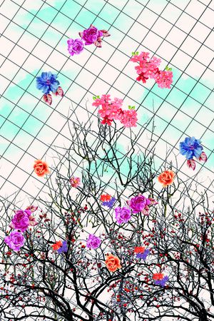 格子花卉印花花型图片