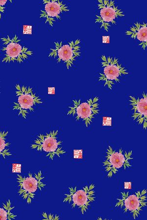 牡丹印花花型图片