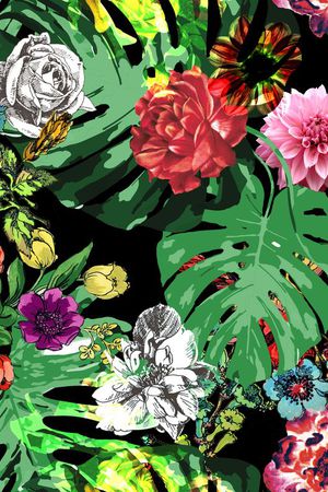 花卉 棕榈叶印花花型图片