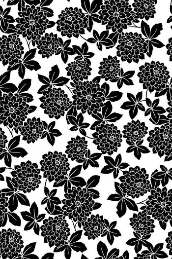 375242-写意黑白传统花卉矢车菊提花花型