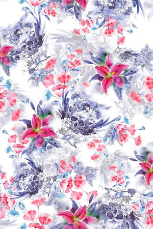 水墨花卉印花花型图片