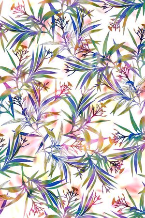 热带树叶印花花型图片