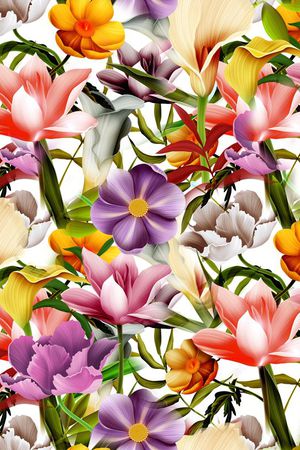 手绘 立体 逼真 花朵印花花型图片