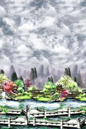 水墨印花花型图片